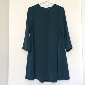 OAK + FORT - Dark Green 3/4 Sleeve Swing Dress